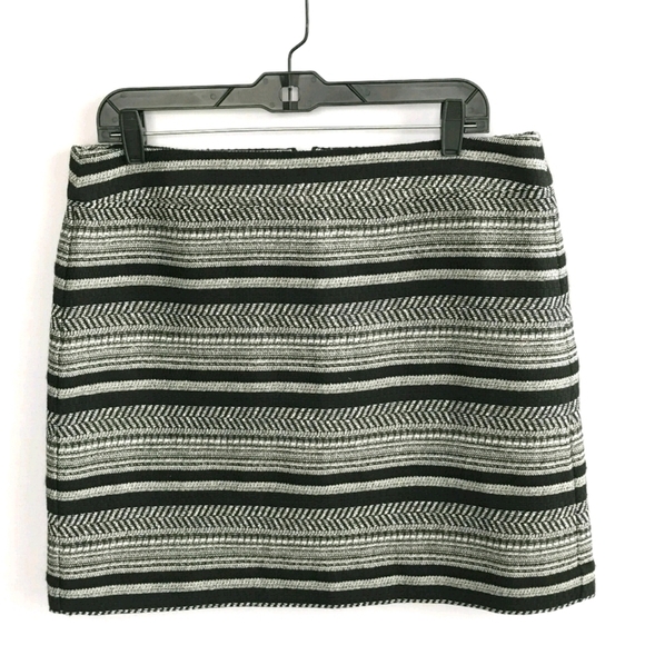 13. Loft Black/gray/White Stripe Tweed Skirt - Picture 1 of 7